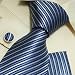 H5015 New Designes Silver Blue Striped 100% Jacquard Woven Silk Tie Hanky Mens Necktie and Cuff Links Cufflinks and Handkerchiefs Set