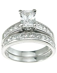 2.50 Ct Emerald Princess Cut Cubic Zirconia Sterling Silver Solitaire... by 