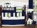 Sweet Jojo Designs Navy Blue, Lime Green and White Kids Bathroom Fabric Bath Stripes Shower Curtain
