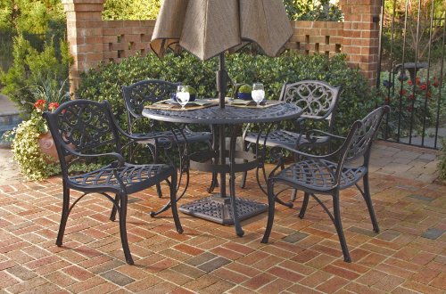Home Styles 5554-328 Biscayne 5-Piece Outdoor Dining Set, Black Finish, 48-Inch