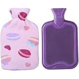 HomeTop Premium Classic Rubber Hot or Cold Water Bottle with Soft Fleece Cover (2 Liters, Purple / Pink Candy)