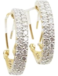 Women 14k Yellow Gold 1.81ctw diamond Hoop earring 29 26445AY Size 5.48