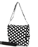 Large Quilted Polka Dots Messenger Diaper Bag Black/White