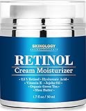 Retinol Cream Moisturizer for Face with Hyaluronic Acid, Shea Butter & Jojoba Oil - Enhanced Anti Wrinkle Anti Aging Skin Care Formula - Reduces Fine Lines, Age Spots - BEST Night & Day Cream 1.7 Oz