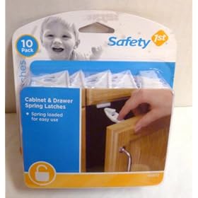 Safety First 1st Cabinet &amp; Drawer Sping Latches 10 Pack: Kitchen &amp; Dining