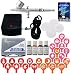 Master Airbrush Cake Decorating System with Model G23 Gravity Feed, Model TC-22 Mini Airbrush Air Compressor, 4 Sets of Wilton Stencils for Cakes and Cookies, and 4 .7oz Bottle Of AmeriColor Colors