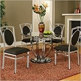 5 Piece Round Dining Table Set in Chrome