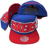 Philadelphia 76ers Wordmark Two Tone Plastic Snapback Adjustable Snap Back Hat / Cap