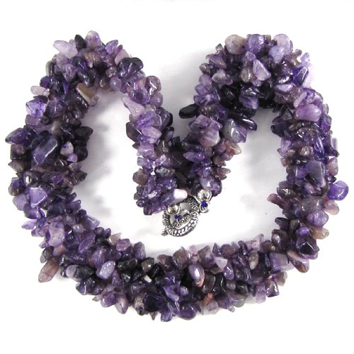 Natural amethyst chip bead necklace 18"