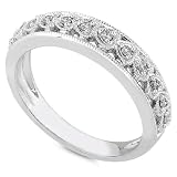 1/10ctw 14k White Gold Round Brilliant Cut Diamond Heart Band (HI/I1)