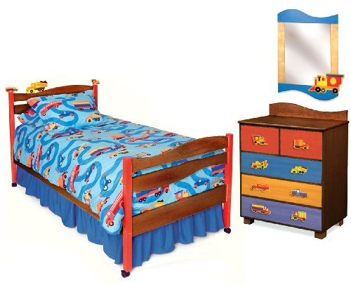 Room Magic Chocolate 5 Piece Bedroom Set, Boys Like Trucks