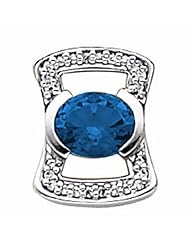 14K White Gold Oval Cut Chatham Created Sapphire and Diamond Pendant -- LIFETIME WARRANTY