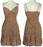 ANGIE Cotton Voile Tiered Sundress (Brown)