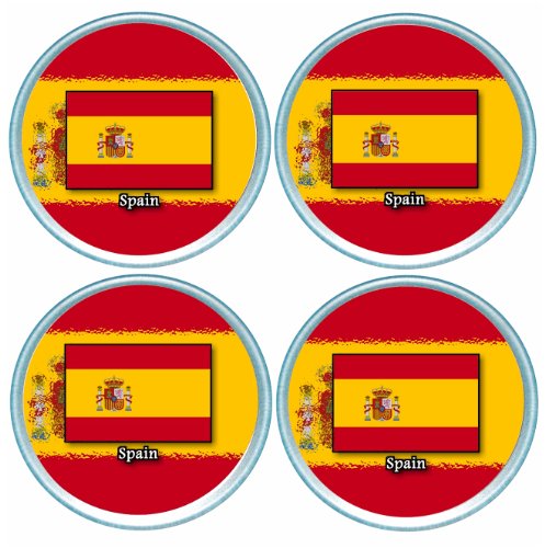 Gift Boxed Set of 4 Round Coasters Flag Spain