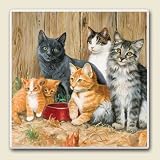 Tile Trivet  ~  Barn Cats ~ 6 inch x 6 inch ~ code 158