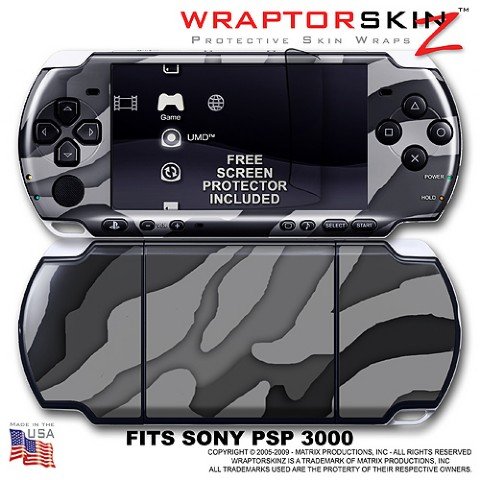 Camouflage Gray WraptorSkinz Skin and Screen Protector Kit fits Sony PSP 3000