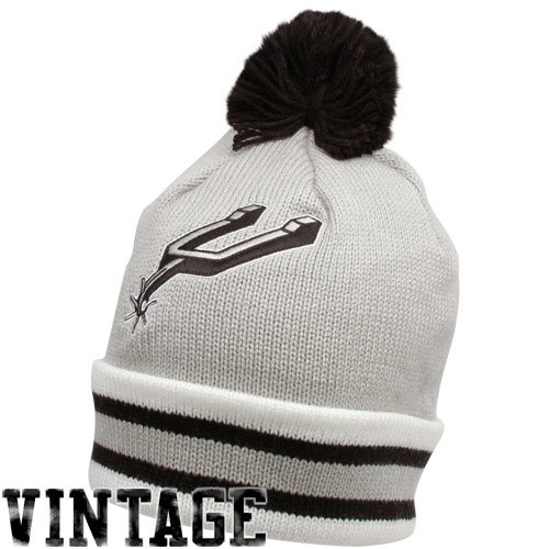 Mitchell & Ness San Antonio Spurs Gray Vintage Jersey Stripe Cuffed Knit Beanie