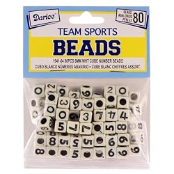 Number Beads, 6mm White Cube with Black Numbers, 80/pkg (Pack of 1)