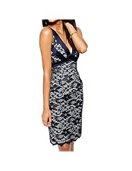 Sexy V-neck Floral Print Lace Plunging Neck Corduroy Midi Dress 