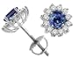 1.40 cttw Genuine Sapphire and Diamond Screw Back Earring Studs - 14kt White or Yellow Gold