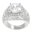 Silvertone Round-cut Cubic Zirconia Ring (Sizes 5 - 9 available)