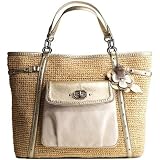 Coach Floral Embellished Straw Editorial Natalie Tote 16886 (Platinum)