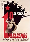Primero de Mayo Pasaremos Ofensiva en Todos los Frentes Vintage Spanish Civil War Military Propaganda Poster