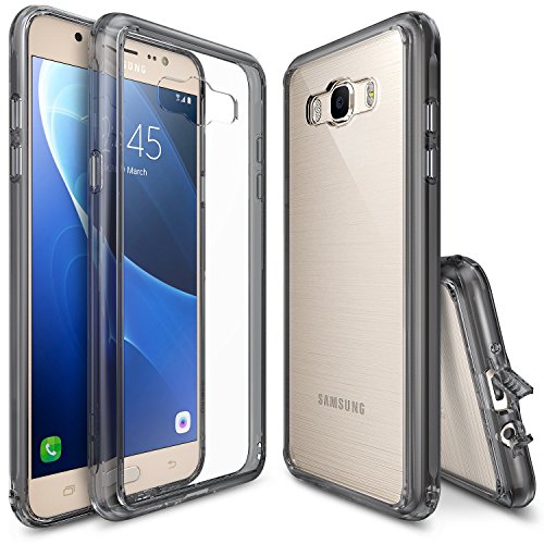 Galaxy J7 Case, Ringke [FUSION] Shock Absorption TPU Bumper Drop Protection Clear Hard Case for Samsung Galaxy J7 2016 (SM-J710F)- Smoke Black