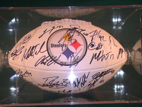 2011 Pittsburgh Steelers Team Signed Autographed Full Size Football Ward,wallace,roethlisberger Coa + Hologram w/ Football Case