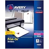 Avery Print-On Dividers, White, 8 Tabs, 25 Sets (11554)