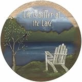 TSKJ1 Natural Sandstone Coaster Set Life at the Lake