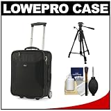 Lowepro Pro Roller Lite 150 AW Digital SLR Camera Case with Wheels (Black) with Tripod + Cleaning Kit for Canon EOS 7D, 5D Mark II III, 60D, Rebel T3, T3i, Nikon D3100, D3200, D5100, D7000, D800, A35, A55, A57, A65, A77 Digital SLR Cameras