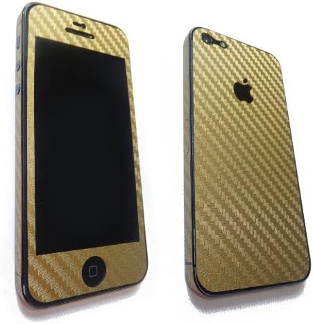 AlionStore(TM) - High Quality Carbon Fiber Skins for iPhone 5 and 5S, GOLD - Full 3D Texture Set, Looks Very Cool and Provides Protection