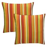 Outdoor Patio Red/Orange Striped Throw Pillow Set of 2