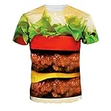 ファッションカップルのおいしい王Tシャツハンバーガールーズシャツ
