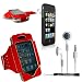 Extreme Sports Exercise Stretchy Red Armband with 8 Secure Adjustable Sizes from 11 inches up to 19 for Apple iPhone 4 , 4th Generation, 4th Gen compatible with 16GB / 32GB - HD Print + 4-inch eBigValue (TM) Determination Hand Strap Key Chain + Includes a Apple iPhone 4 INVISIBLE FULL BODY / SCREEN PROTECTOR Anti Glare Screen Protector Guard, Protects the Front and Back of your iPhone!! + Includes a Crystal Clear High Quality HD Noise Filter Earbuds Earphones Headphones 3.5mm Jack