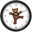 Teddy Bear (Happy Face) Dancing - Bear - JP Animal Wall Clock by WatchBuddy Timepieces (Hunter Green Frame)