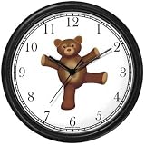Teddy Bear (Happy Face) Dancing - Bear - JP Animal Wall Clock by WatchBuddy Timepieces (Black Frame)