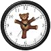 Teddy Bear (Happy Face) Dancing - Bear - JP Animal Wall Clock by WatchBuddy Timepieces (Black Frame)