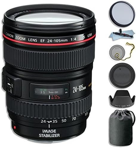 Canon EF 24-105mm f/4 L IS USM Lens (White Box) + GID Lens Accessory Kit For Canon 6D 5D Mark II 5D Mark III SL1 T5i T5 T4i T3i T3 60D 70D DSLR Cameras