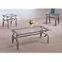 3 Piece Brushed Bronze Coffee Table Set - Glass Tops, Coffee Table And 2 End Tables