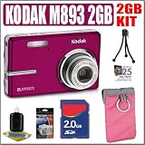 Kodak EasyShare M893IS 8.1 MP Digital Camera (Red) + 2GB Accessory Kit