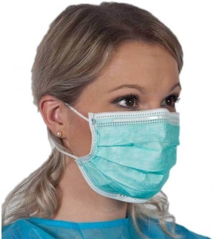 Procedure Face Mask with Elastic Earloops, Blue, 3 Ply, Pleated, BFE >= 97%, 50/Box