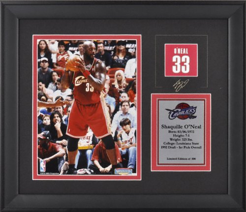 Shaquille O'Neal Cleveland Cavaliers Framed 6x8 Photograph with Facsimile Signature and Plate - Limited Edition of 500