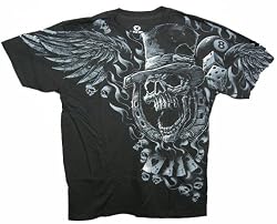 Aces Gambling Skull T-Shirt by Liquid Blue 100% Cotton Teens & Adults Shirt