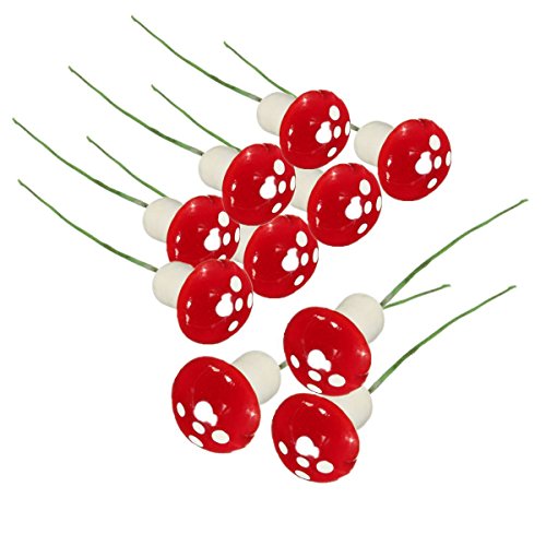 KINGSO 10pcs Mini Mushroom for Miniature Plant Pots Fairy Party Decor Garden Small Size