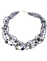 Pearl and onyx strand necklace, Rivers of Color - Beaded Pearl and Onyx Necklace