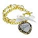 Gold Tone Link Bracelet with White Stone Heart
