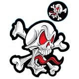 Angry Skull w  Red Eyes & Crossbones Window Decal Sticker Car Truck SUV Home... 