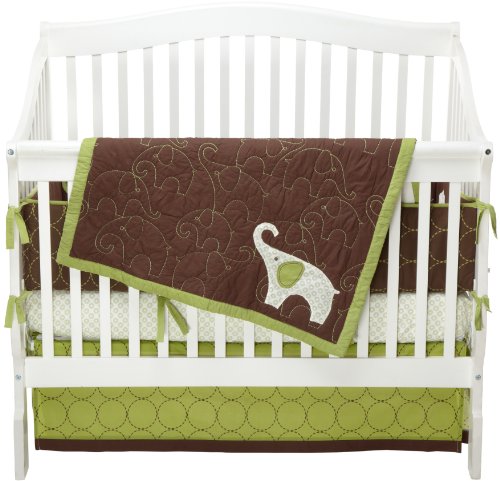 Carter's Green Elephant 4 Piece Crib Set - Green Choc